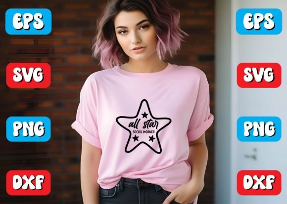 All Star Social Worker Svg Design for Graphics and Crafts