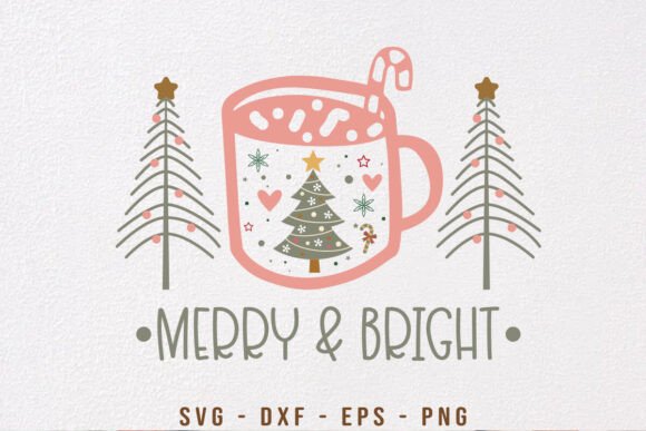Boho Christmas Merry Bright SVG PNG for Graphics & Crafts