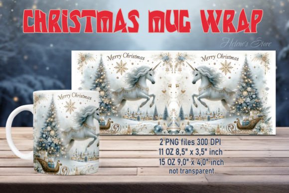 Christmas Unicorn Mug Wrap Sublimation for Crafters