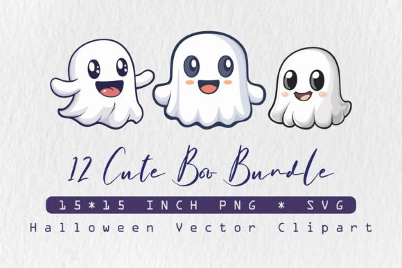 Cute Boo Halloween Ghost SVG Bundle for Crafts and Graphics