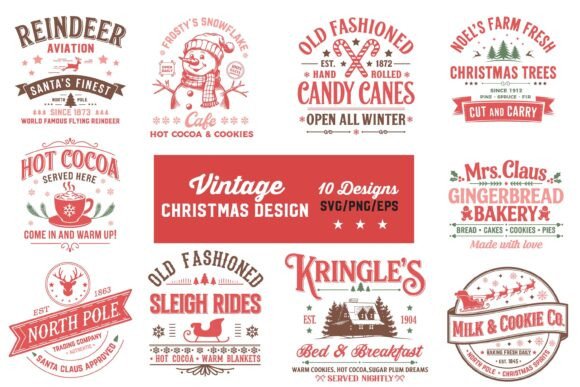 Vintage Christmas Sign SVG Design Bundle